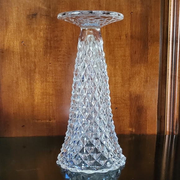 Vntg 🇩🇪 8 1/8" Lead Crystal Diamond 💎 Point Vase by Princess House - Picture 7 of 15